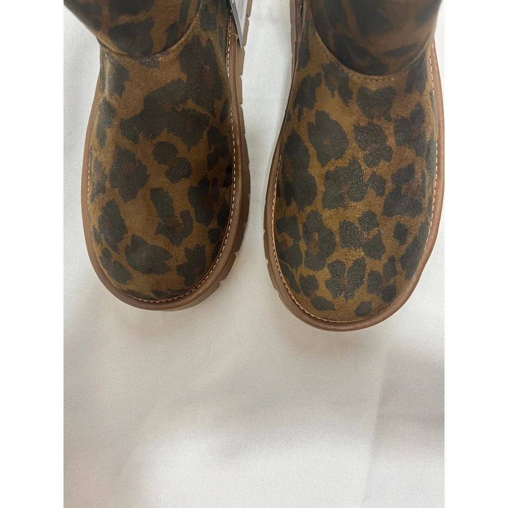 Universal Thread Womens Leopard Print Faux Fur Lined Ankle Boots Brown Size‎ 8
